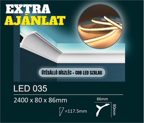 EXTRA kedvezmény csomag - LED035 rejtett világításos/holker díszléc + COB LED szalag