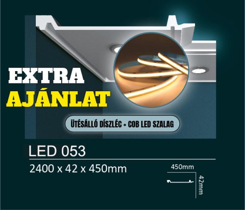 EXTRA kedvezmény csomag - LED053 rejtett világításos díszléc + COB LED szalag